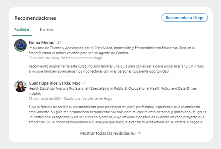 Recomendaciones LinkedIn